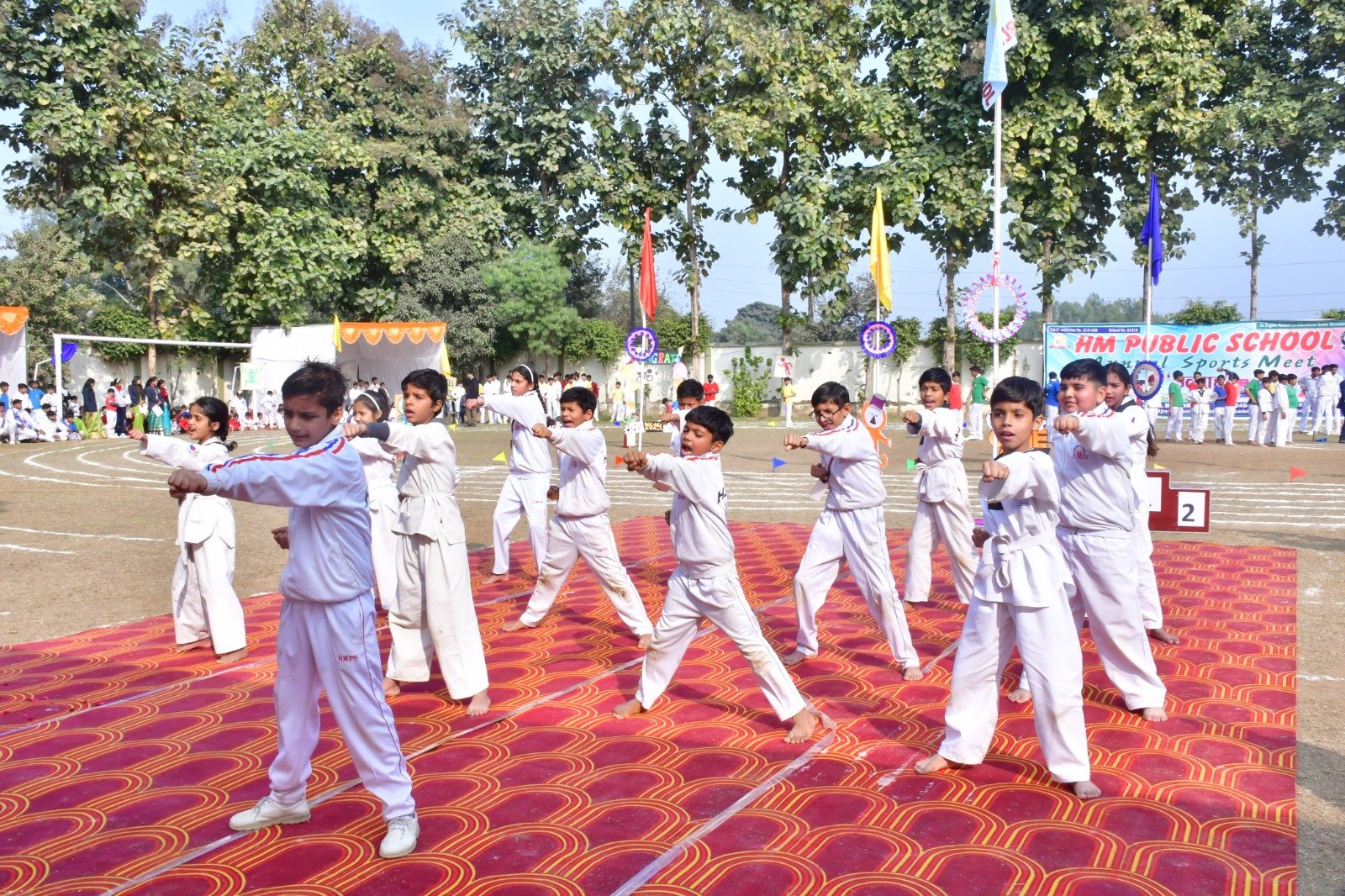 Karate student group demonstration